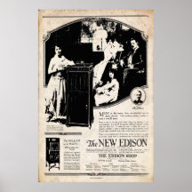Vintage 1917 Edison Phonograph Poster