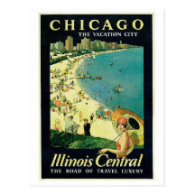 vintage 1920s Chicago beach travel ad Postcards