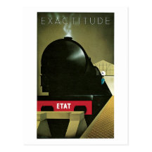Vintage 1920s French Art Deco train travel ad Postcard