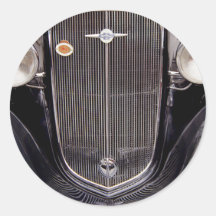 Vintage 1930s Chevy Classic Grill Photograph Round Sticker
