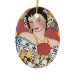Vintage 1937 Panama Carnaval Woman ornaments