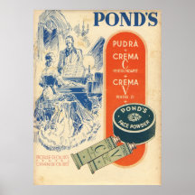 Vintage 1940 cream ad, romanian, POND'S Poster