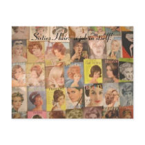 Vintage 1960s Hairstyles Collage Postcard