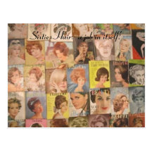 Vintage 1960s Hairstyles Collage Postcard