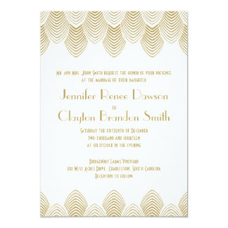 Off white and gold wedding invitations