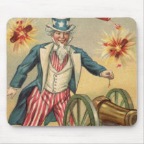 Vintage 4th of July Greetings, Uncle Sam Fireworks Usepads