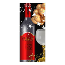 Vintage 50th Birthday Red Wine Black Gold Silver Custom Invitations