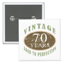 Vintage 70th Birthday Pinback Button
