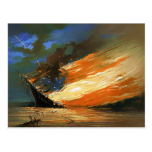 Vintage Abstract Burning Flag Postcard
