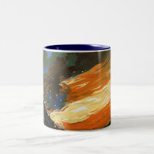 Vintage Abstract Flag on Fire Ceramic Mug