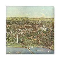 Vintage Aerial Antique City Map of Washington DC Fridge Magnets