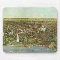 Vintage Aerial Antique City Map of Washington DC Mousepads