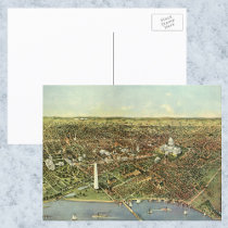 Vintage Aerial Antique City Map of Washington DC Post Cards