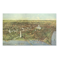 Vintage Aerial Antique City Map of Washington DC Rectangular Stickers