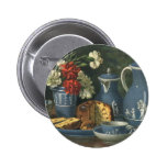 Vintage Afternoon Coffee, Cake, Tea and Flowers Buttons