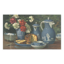 Vintage Afternoon Coffee Cake, Tea and Flowers Rectangular Sticker
