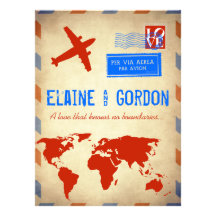 Vintage Air Mail Wedding Invitation: Distressed