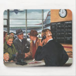 Vintage Airline Ticket Counter with Passengers Mousepad