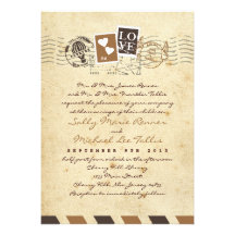 Vintage Airmail Stamps Love Letter Invitation