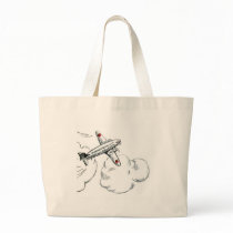 Vintage Airplane Black and White Drawing Bag
