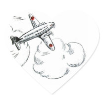 Vintage Airplane Black and White Drawing