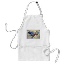 Vintage Airplane Flying Around the World in Clouds Apron