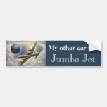 Vintage Airplane Flying Around the World in Clouds Bumper Sticker