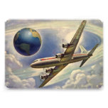 Vintage Airplane Flying Around the World in Clouds Invites