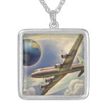 Vintage Airplane Flying Around the World in Clouds Jewelry