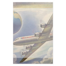Vintage Airplane Flying Around the World in Clouds Custom Stationery