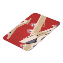 Vintage Airplane Jet WPA Federal Art Project Rectangular Magnets