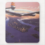 Vintage Airplane over Hudson River, New York City Mousepads