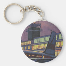 Vintage Airport, Passengers Boarding Airplane Key Chain