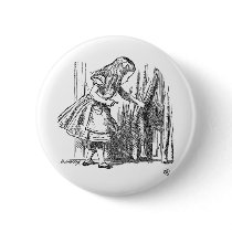 Vintage Alice in Wonderland looking for the door
