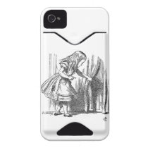 Vintage Alice in Wonderland looking for the door