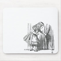 Vintage Alice in Wonderland looking for the door