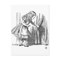 Vintage Alice in Wonderland looking for the door