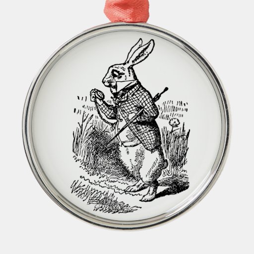 Vintage Alice in Wonderland the White Rabbit Watch Christmas Ornaments