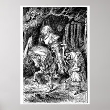 Vintage Alice in Wonderland White Knight and Alice Poster