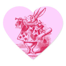 Vintage Alice in Wonderland White Rabbit Heart Sticker
