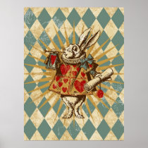 Vintage Alice White Rabbit Print