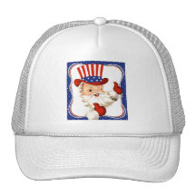 Vintage All American Santa Claus Art Trucker Hat