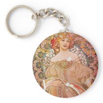 Vintage Alphonse Maria Mucha Art Keychains