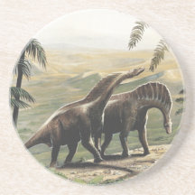 Vintage Amargasaurus Dinosaurs with Trees Drink Coasters