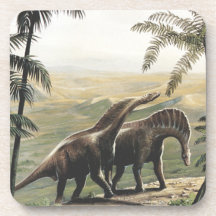 Vintage Amargasaurus Dinosaurs with Trees Coasters