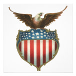Vintage American Flag Bald Eagle Backyard BBQ Personalized Announcement