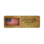 Vintage American Flag w/Custom Text Return Address Label