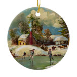 Vintage American Winter Life Christmas Scene Ornament