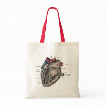 Vintage Anatomical Heart Diagram Canvas Bag