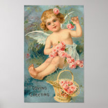 Vintage Angel Floral Greeting Posters